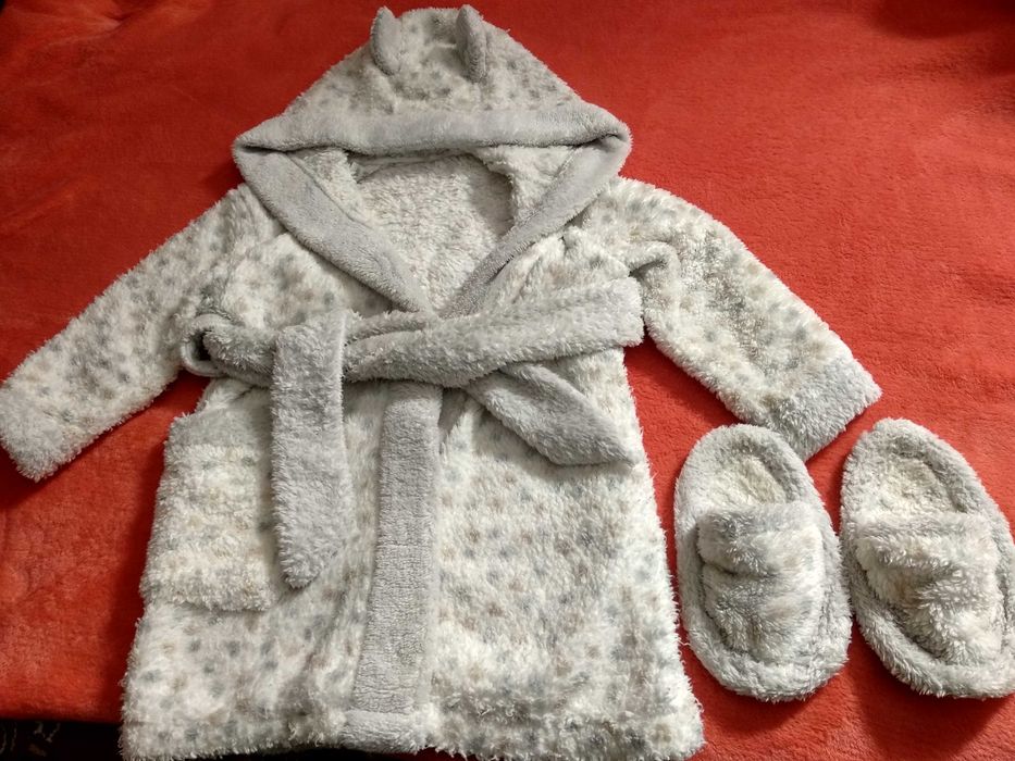Халат для дівчинки з капюшоном і тапки халат дитячий банний махровий