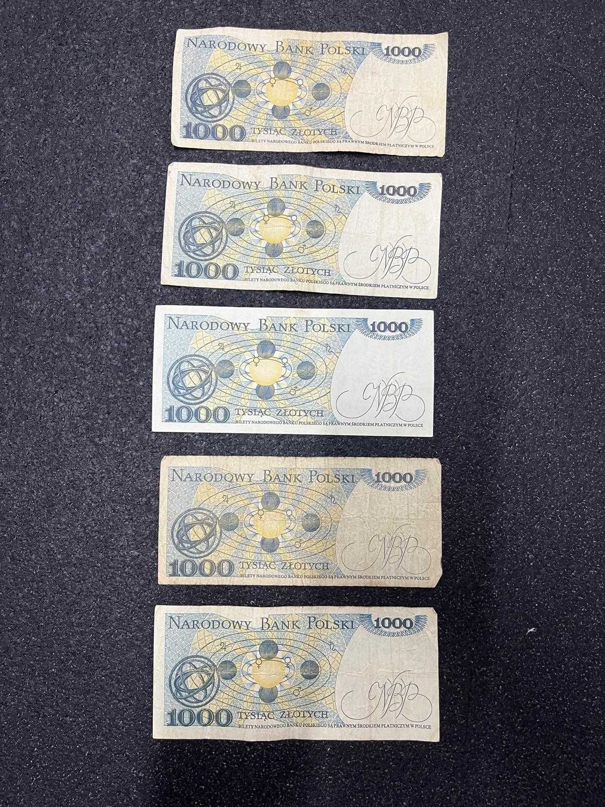 Banknoty 1000 zł 1982 rok - seria GS,HW,KD,GF,KE