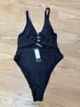 Boohoo czarny kostium kąpielowy monokini 36 S