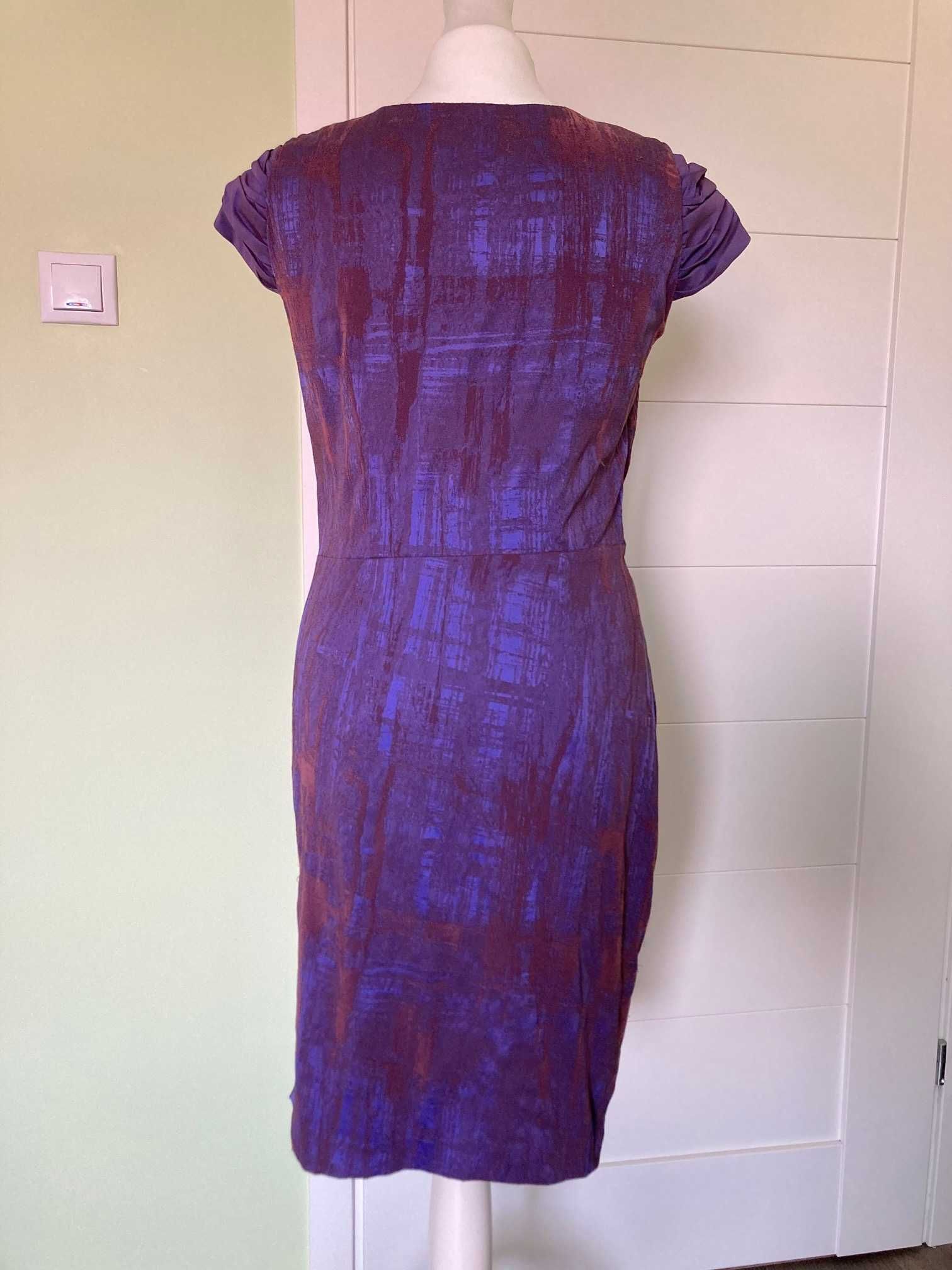 Nowa fioletowa mini sukienka tafta Natali Dler vintage M 38