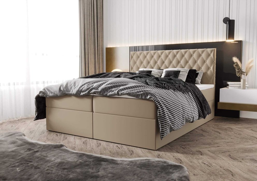 Łóżko Łoże Sypialniane Kontynentalne Chesterfield Royal 160x200 Topper