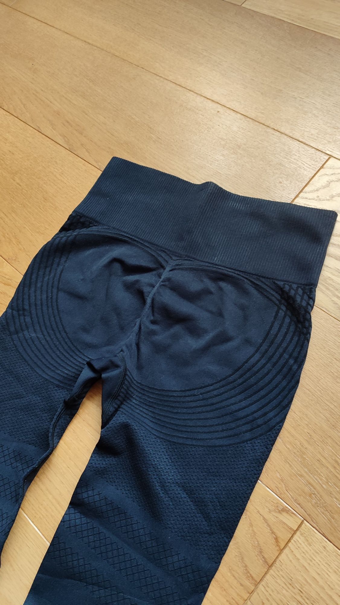 Legginsy fitness siłownia trening sportowe czarne push up S 36