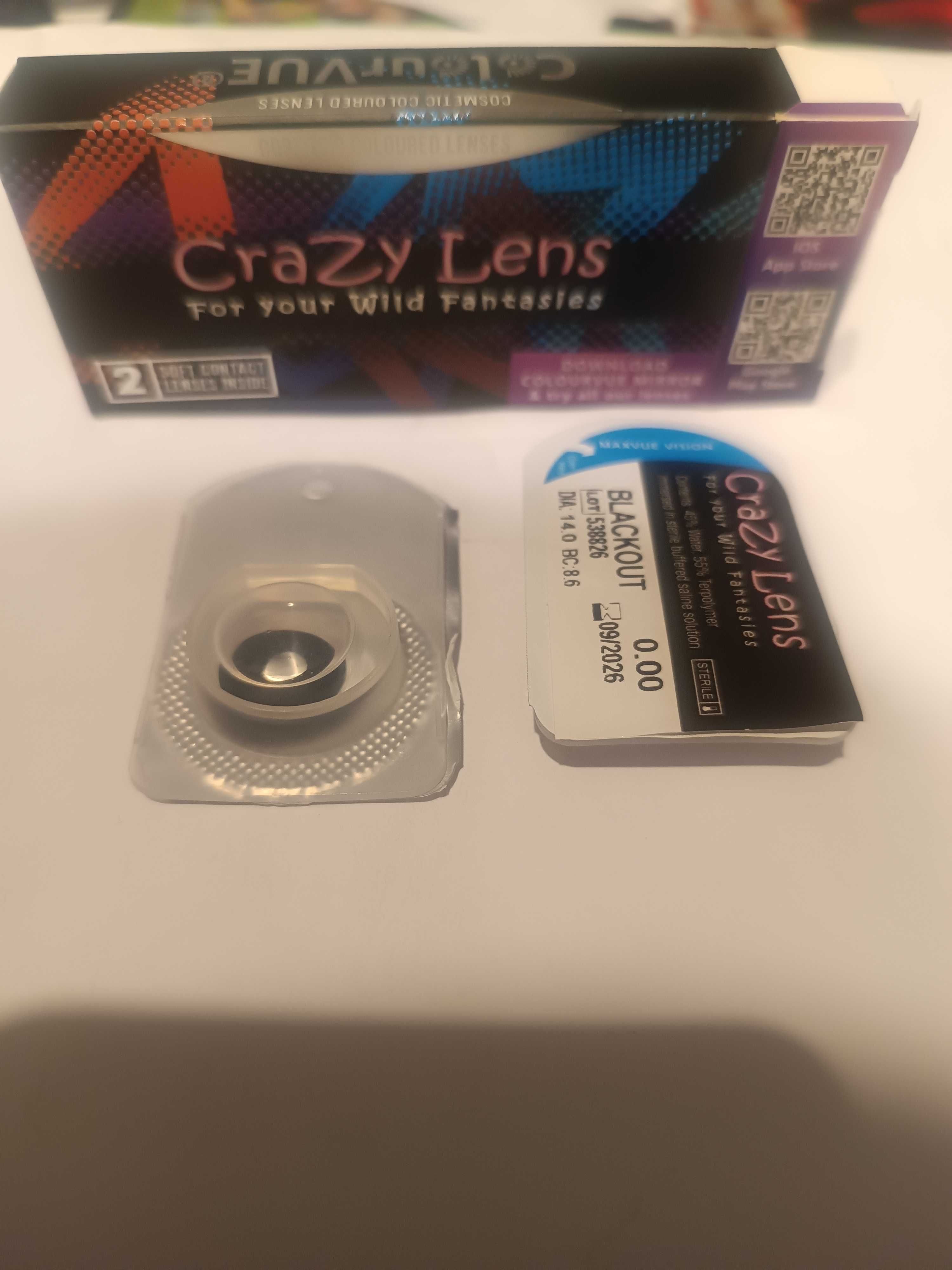 Soczewki kontaktowe kolorowe Crazy Lens Blackout 0.00