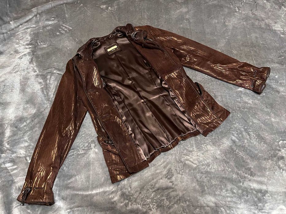 Женская куртка натуральная замша и кожа с лазерной обработкой, пиджак