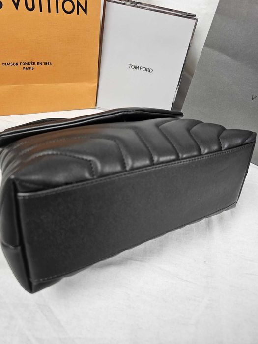 Torba listonoszka duza prazkowana damska Saint Laurent Czarna