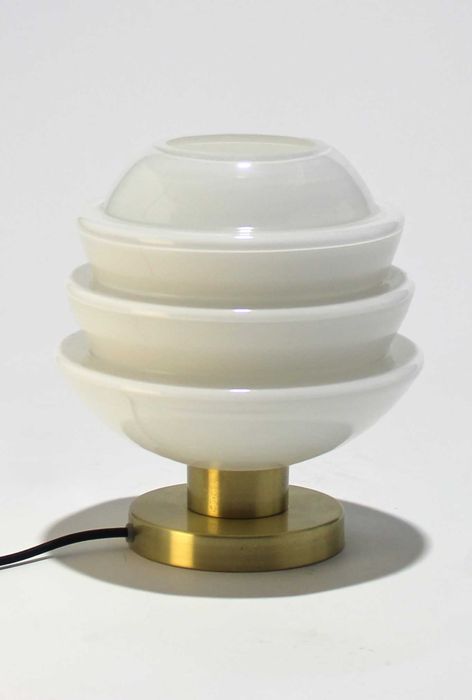 Candeeiro de mesa em Vidro e base em metal | Branco | Única!