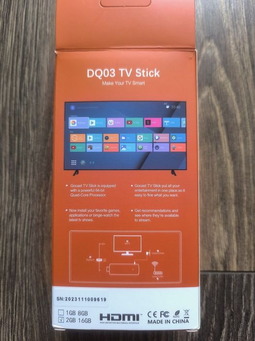 TV Stick DQ03 2/16gb (андроид приставка для ТВ)