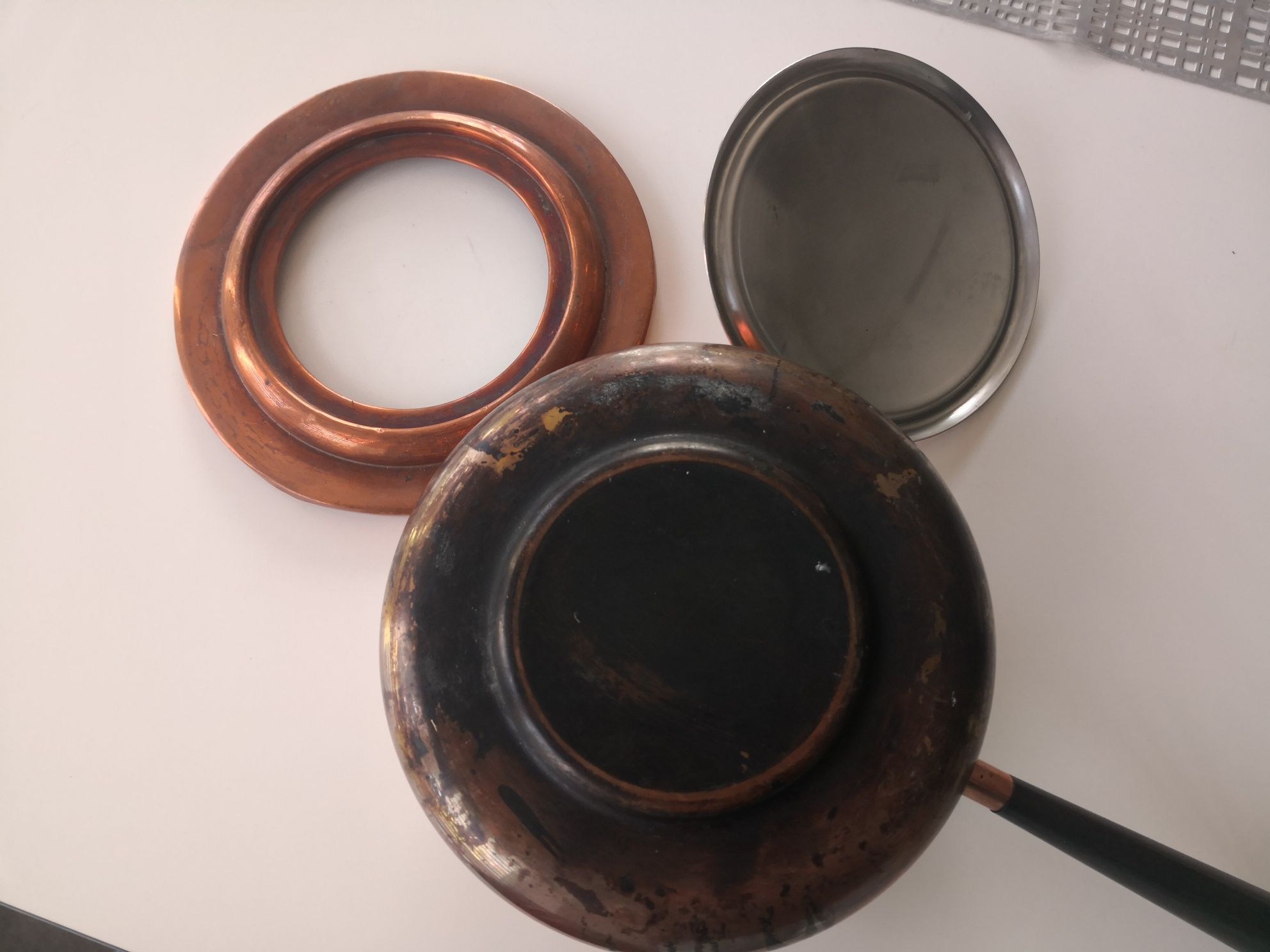 Rondelek, podgrzewacz. Fondue. Miedziany. Zestaw.