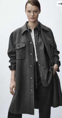 Шерстяная рубашка пальто оверсайз Massimo Dutti, оригинал. Размер L-XL