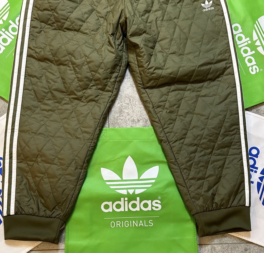 Spodnie Adidas Originals, pikowane, roz XL, khaki, idealne !!!