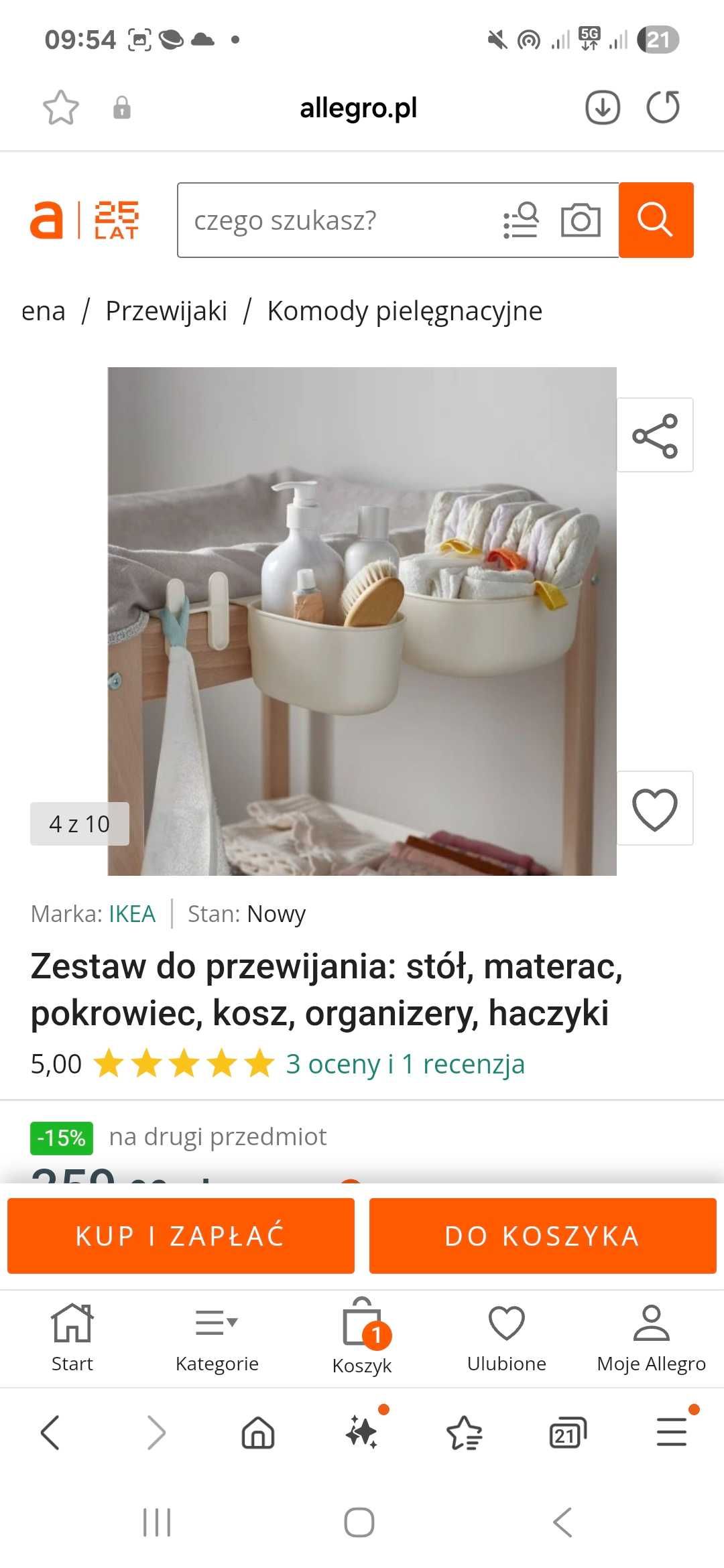 Przewijak Ikea z mata i organizerami