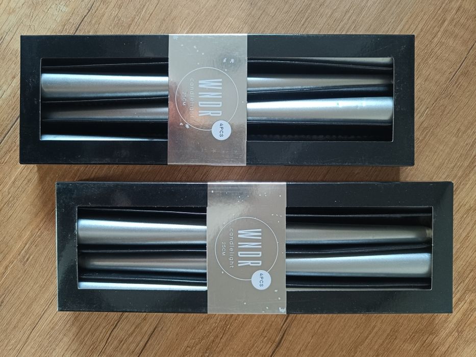 Długie klasyczne świece 2opakowania srebrne