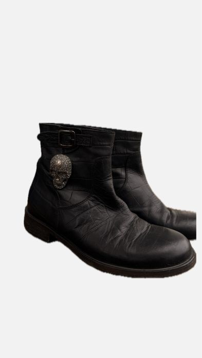 PHILIPP PLEIN Шкіряні черевики, декоровані черепом