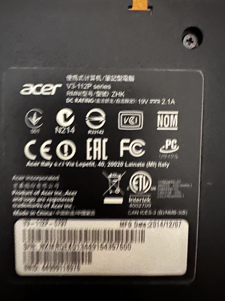 Продам ноутбук Acer v3-112p /12”