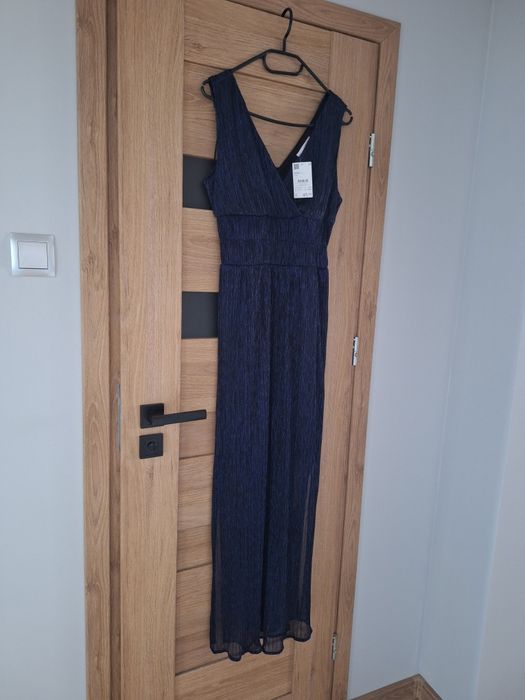 Nowa z metką elegancka długa granatowa sukienka Camaïeu rozmiar 36 S