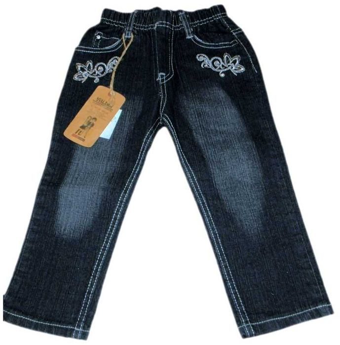 Jeansy grafitowe z Kwiatem 86/92cm(18/24M)