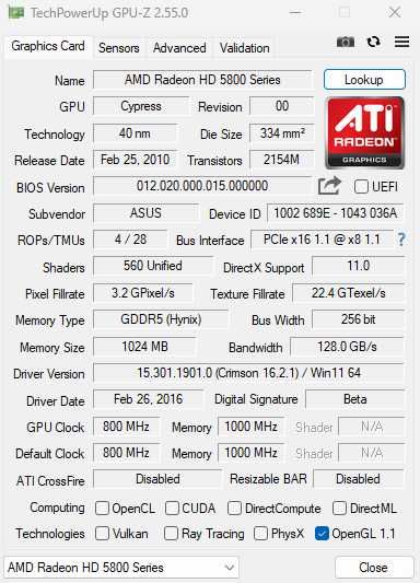 Відеокарта ASUS AMD Radeon HD 5830