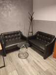 Sofa eko skóra czarna salon gabinet studio restauracja taras