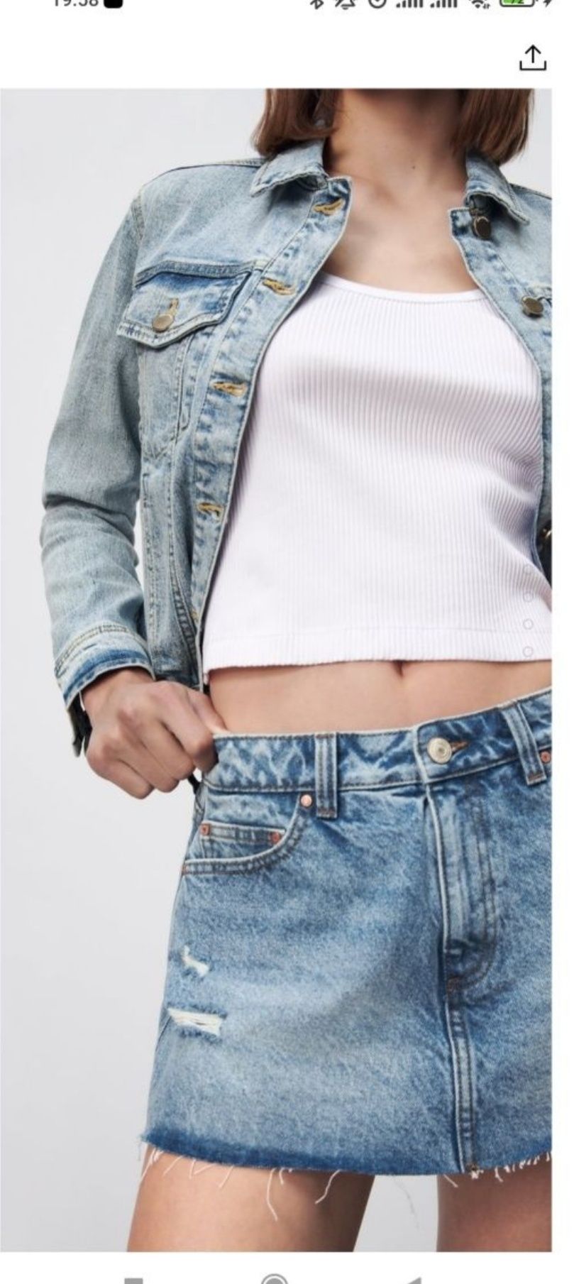 Mid-waist denim skort Zara