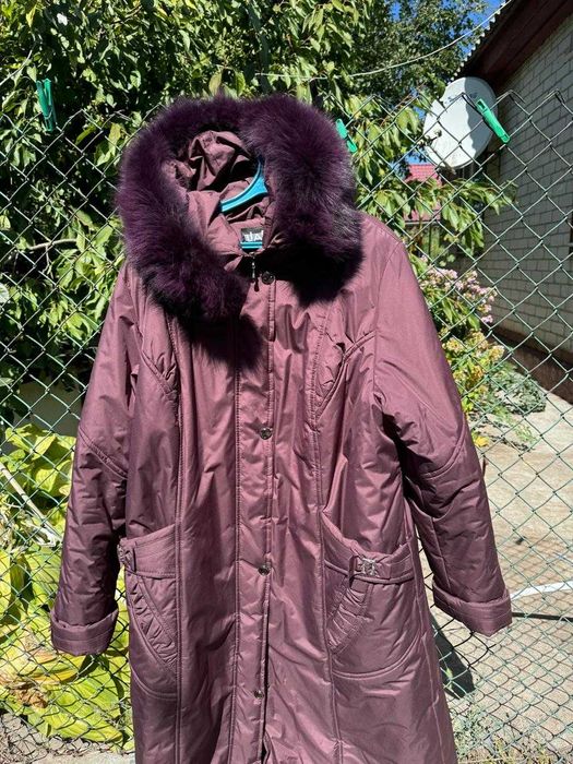 Пуховик Liardi бордовий з натуральним хутром 58 розмір