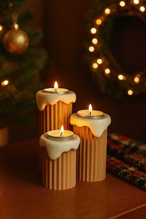 Zestaw 3 świeczników różne kolory