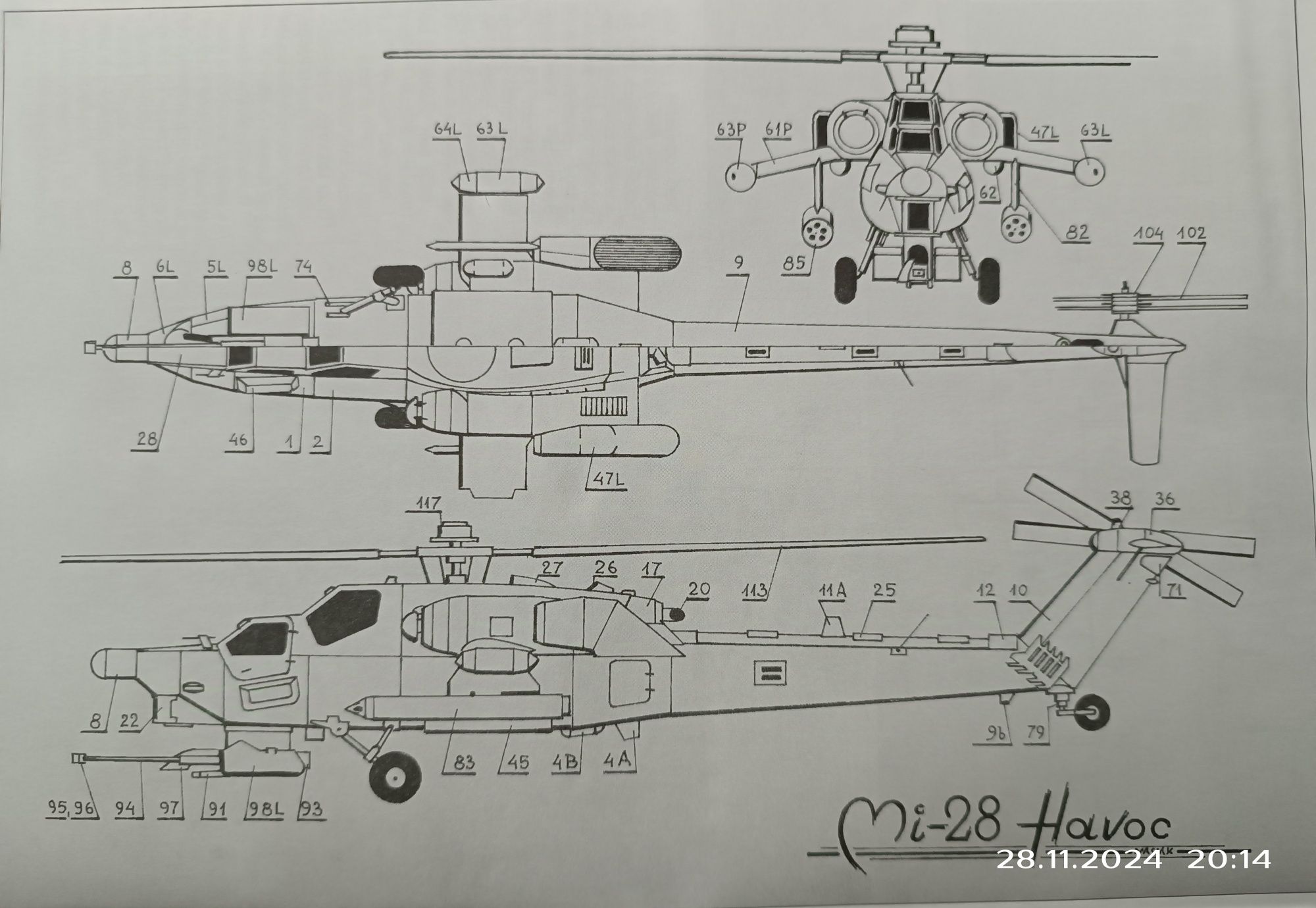 Model śmigłowiec szturmowy Mi-28 Havoc Mały Modelarz 1-2/98