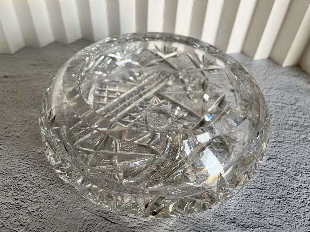 Duża kryształowa popielniczka vintage kryształ PRL