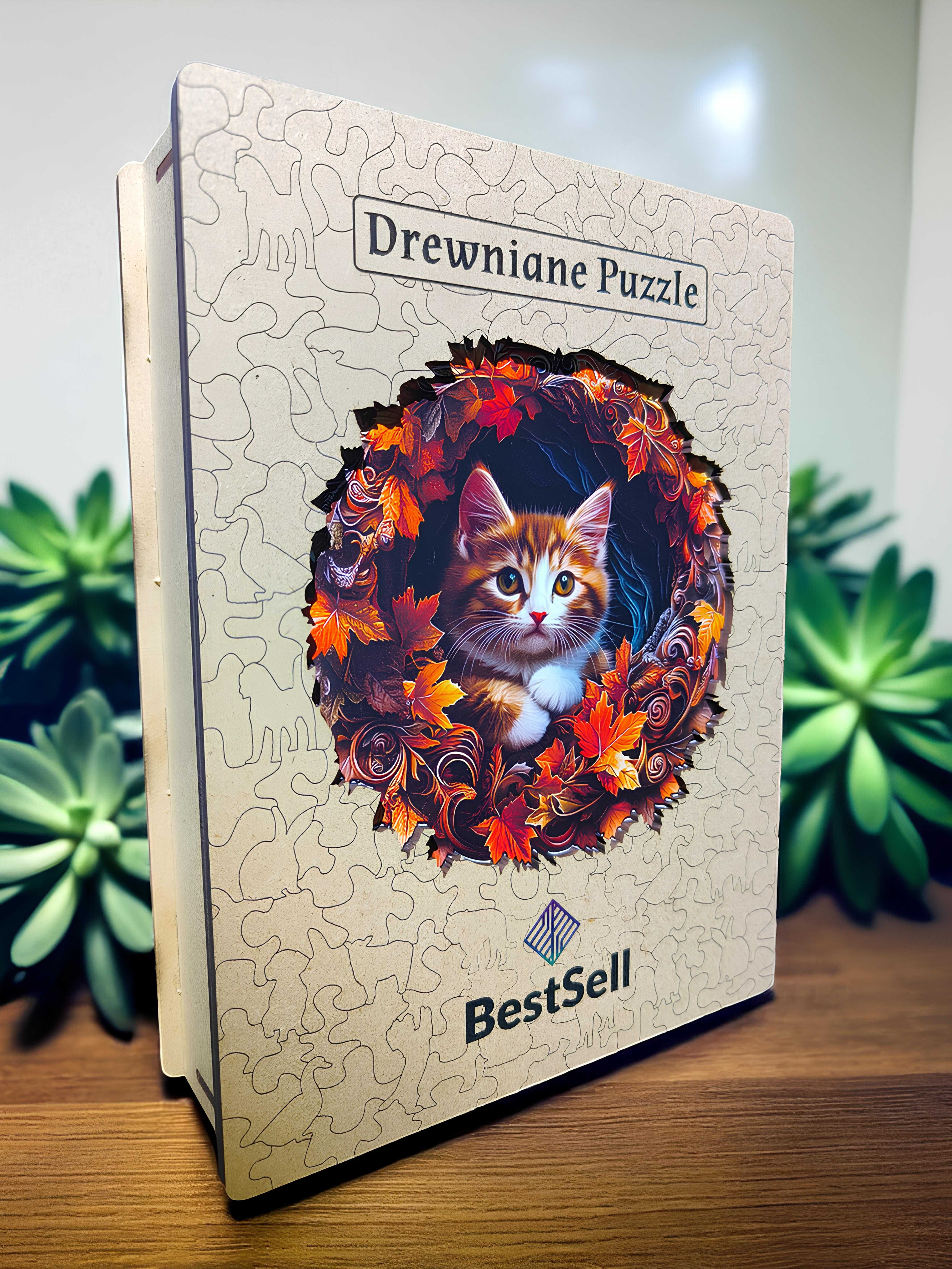 Puzzle Drewniane Kot Kotek Układanka Zwierzęta