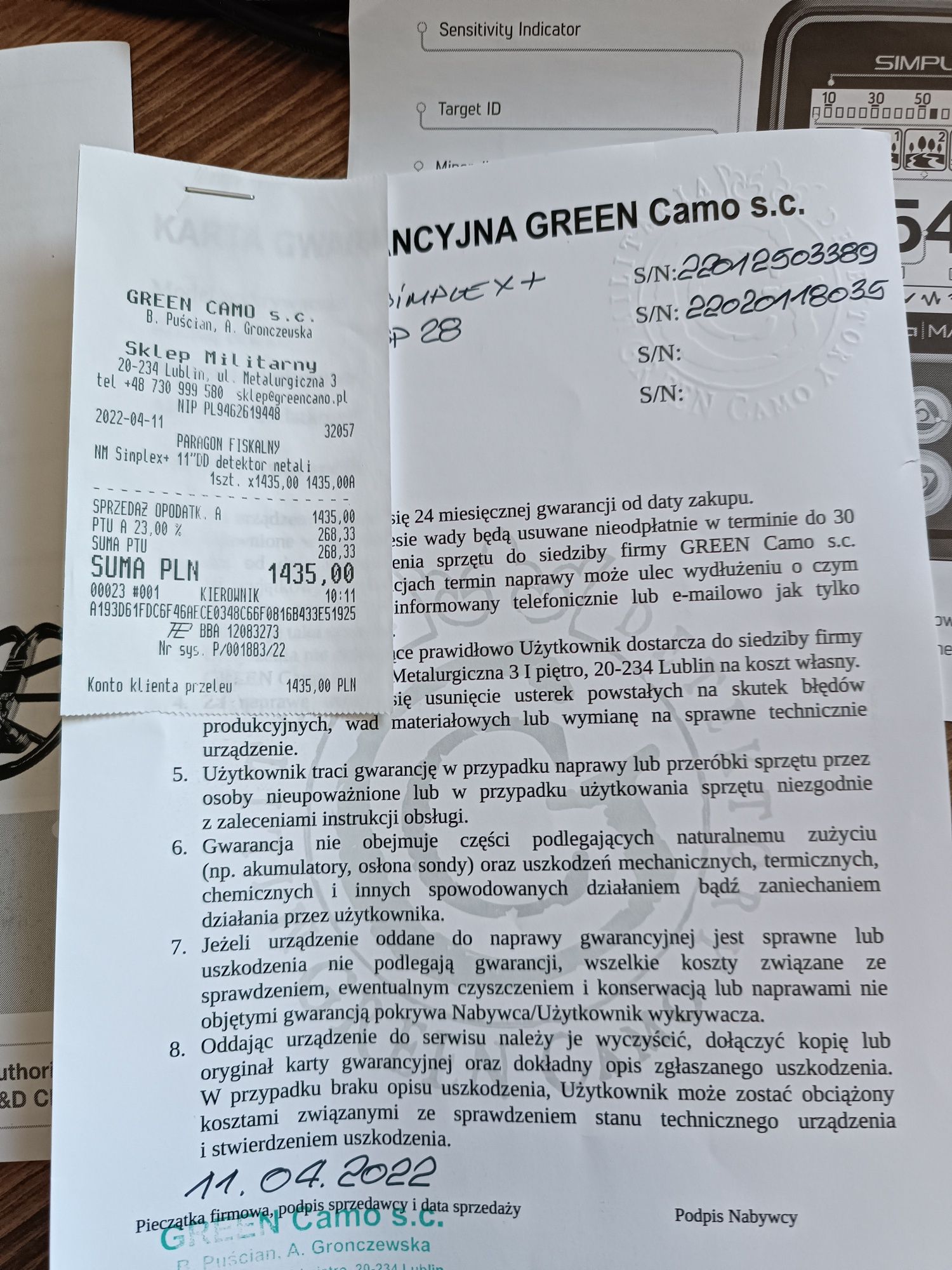 Wykrywacz metalu simplex nokta