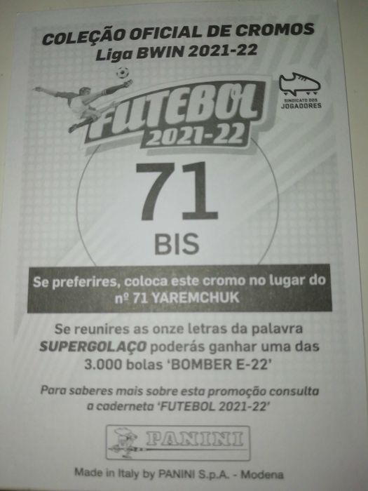 Cromo futebol 2021/22 Top, Bis ultima aquisições