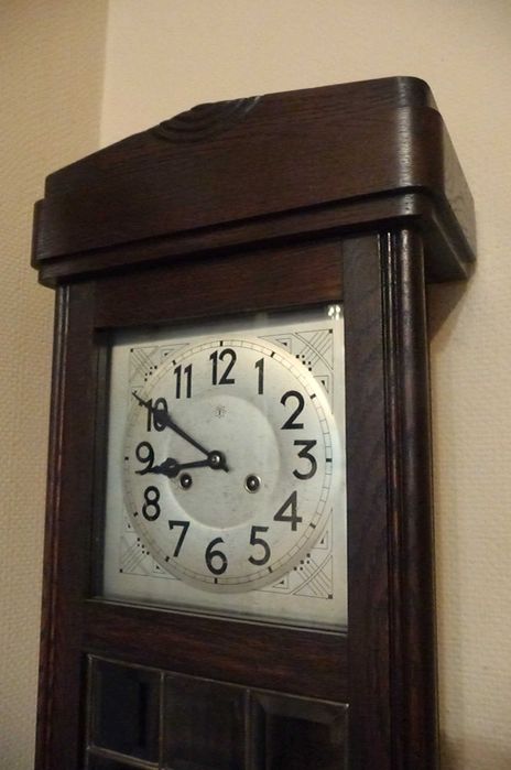 Ozdobny zegar wiszący Junghans, sygnowany, sprawny, 1920r.po renowacji