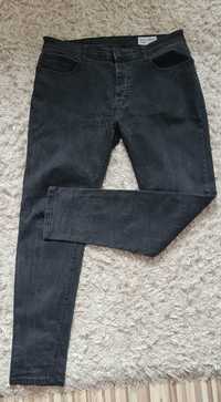 Męskie duże, czarne jeansy rurki
