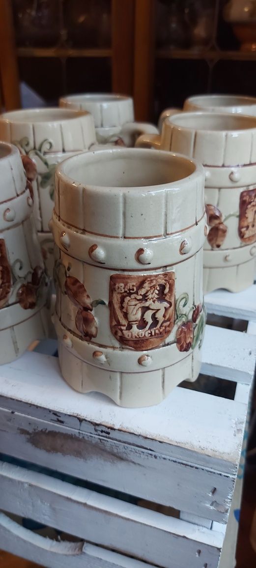 Stare kufle ceramiczne okocim