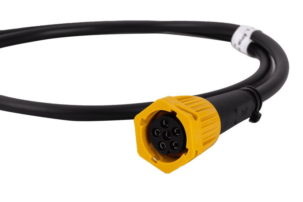 Wtyczka bajonet 6 PIN lewa FRISTOM do przyczepy żółta z przewodem 1 m