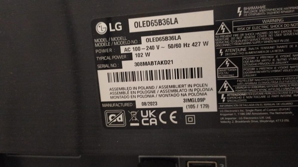 TV LG OLED 65 polegadas semi nova