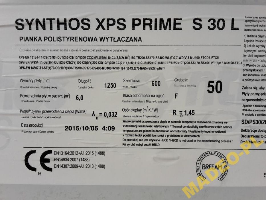 Styrodur XPS Synthos S30 fundamenty piwnice 500zł 5cm 10cm 12cm