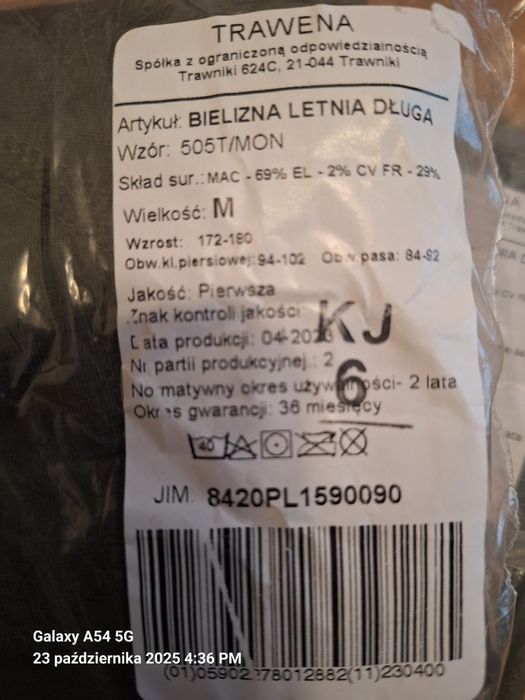 Wojskowa bielizna długa rozmM 3 komplety