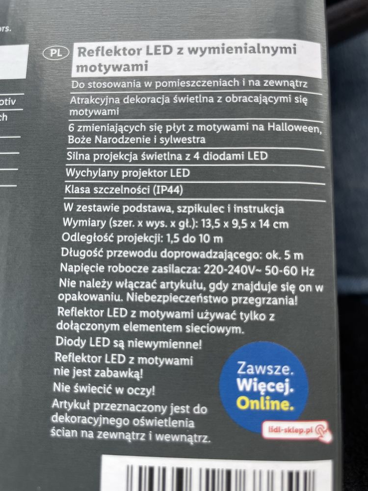 Projektro led z wymiennymi motywami livarno laserowy