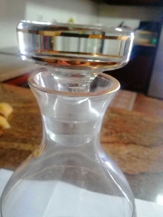 Garrafa /licoreira cristal Bohemia c/cálices s/uso