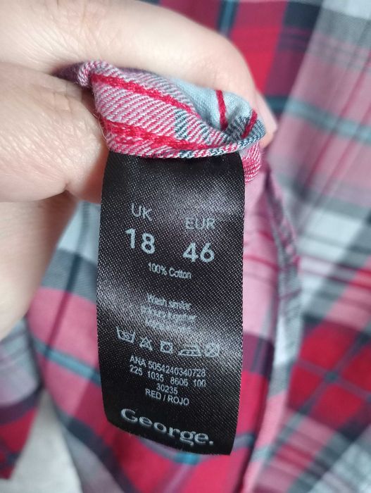 Bawełniana koszula rozpinana damska w kratę 46/3XL/18 George