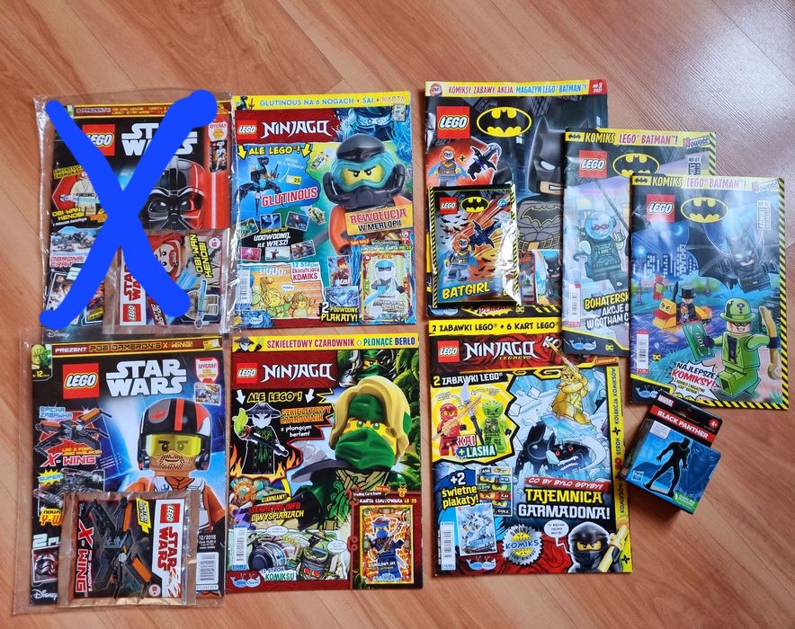 Zestaw 7 gazet komiks Lego Ninjago Batman Star Wars + klocki