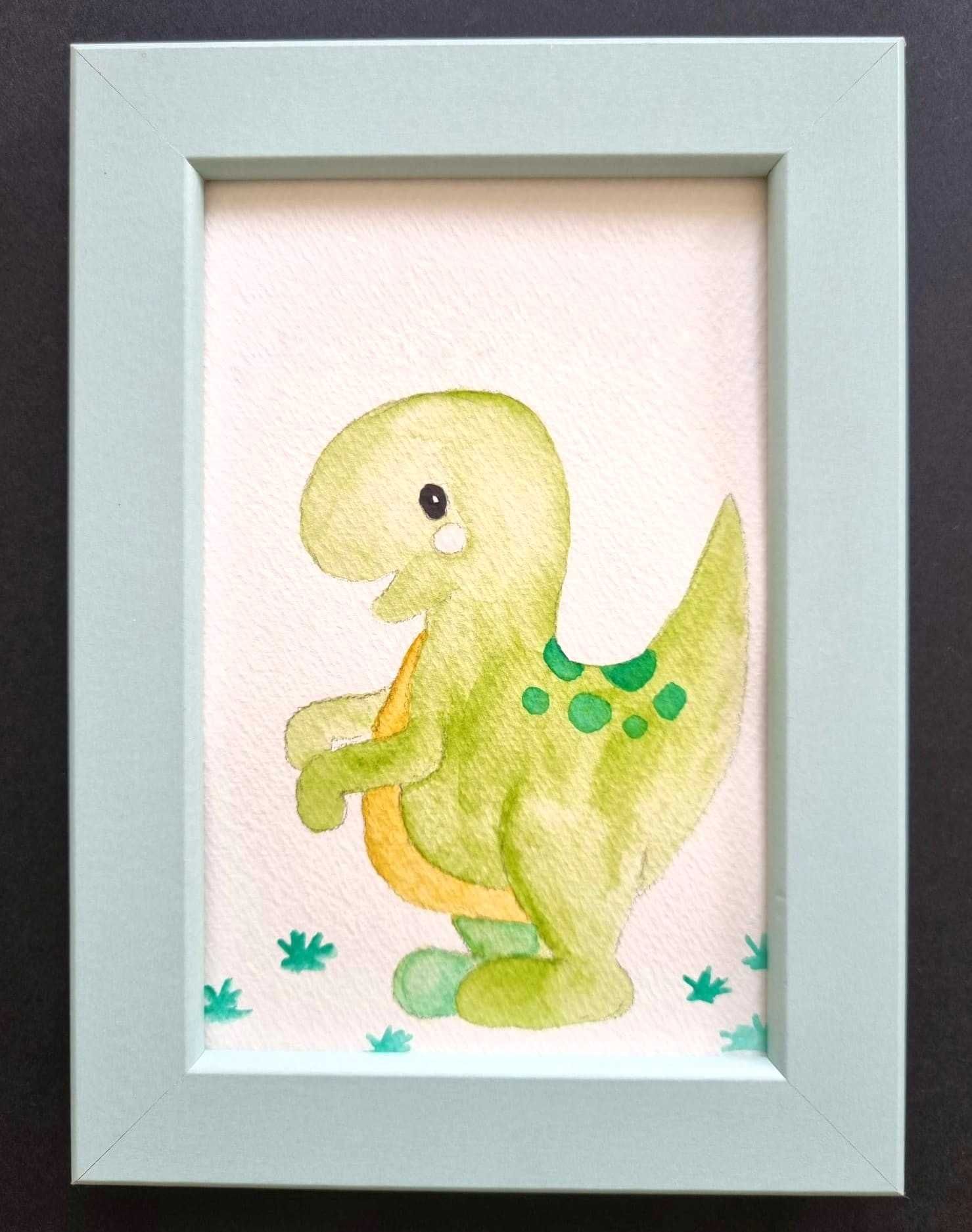 Quadro infantil para decoração com design dinossauro- moldura incluída