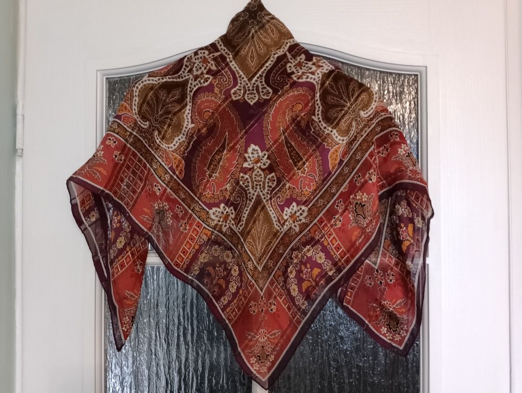 CHUSTA kolorowa w stylu boho, wzór paisley, lekka, cienka, apaszka