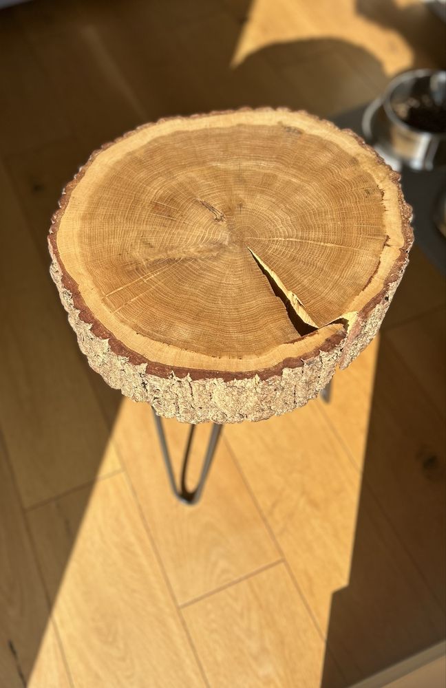 Dębowy stolik kawowy, drewniany stolik, plaster drewna