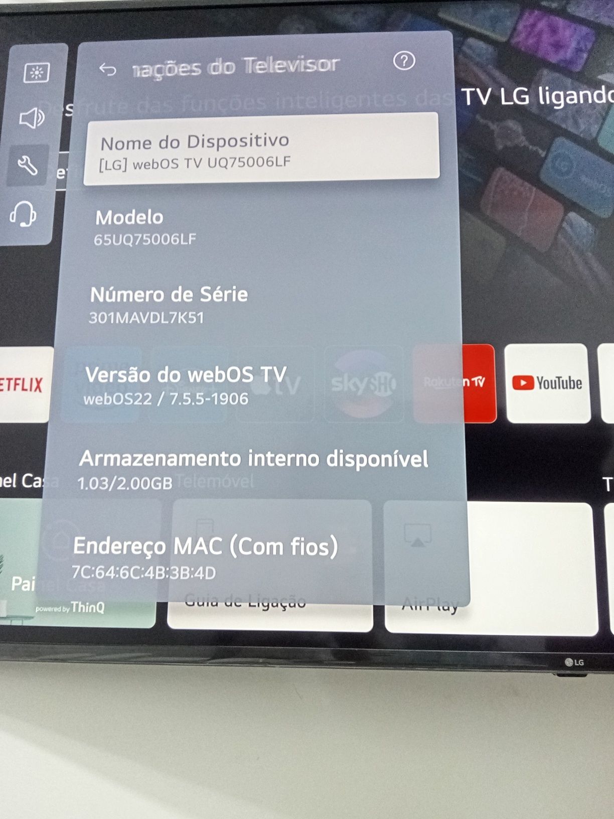 Tv LG 65" 4k  como nova