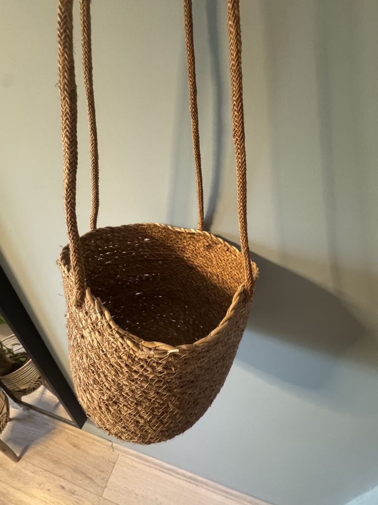 Wisząca doniczka osłonka wiklinowa Boho style rustykalna 20 cm