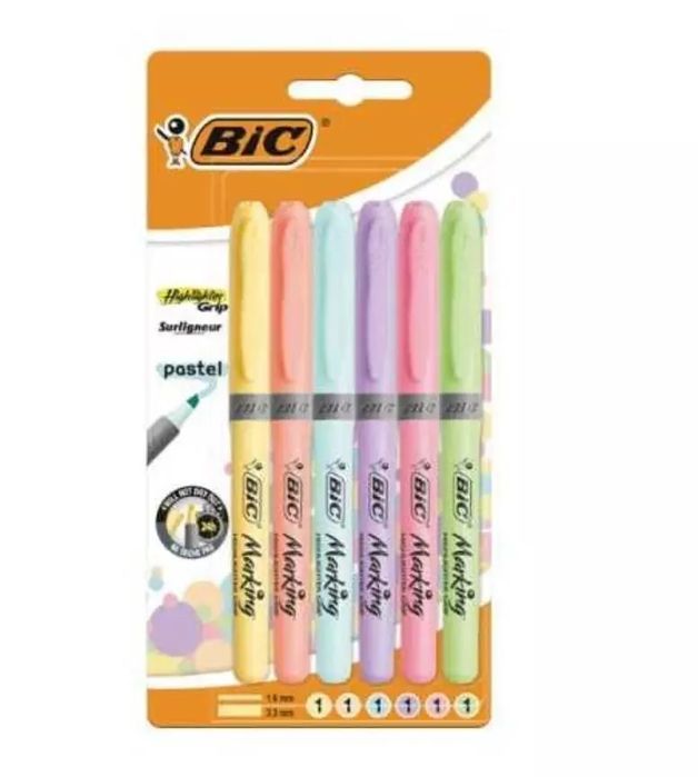 Zakreślacz Highlighter Grip Pastel 6 kol BIC. BIC
