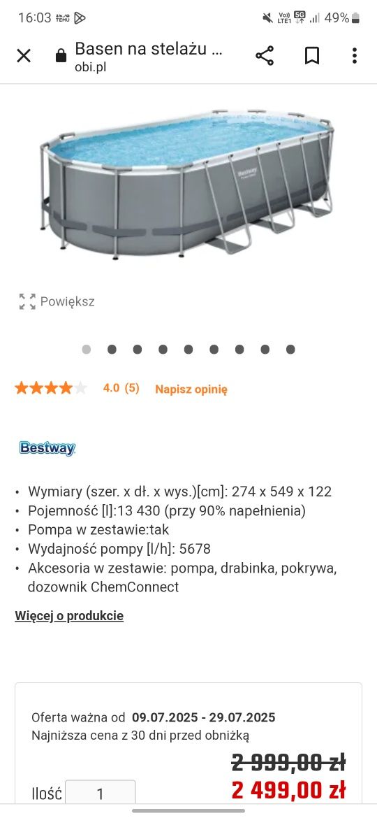 Basen Bestway 5x3 pompa piaskowa