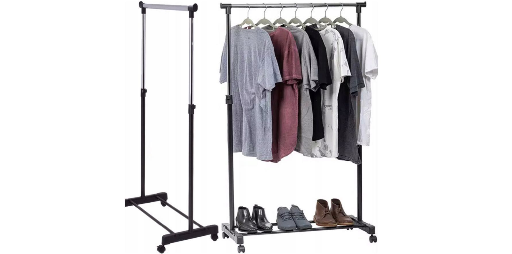 Stabilny wieszak stojący na kółkach / ruchomy - idealny do garderoby