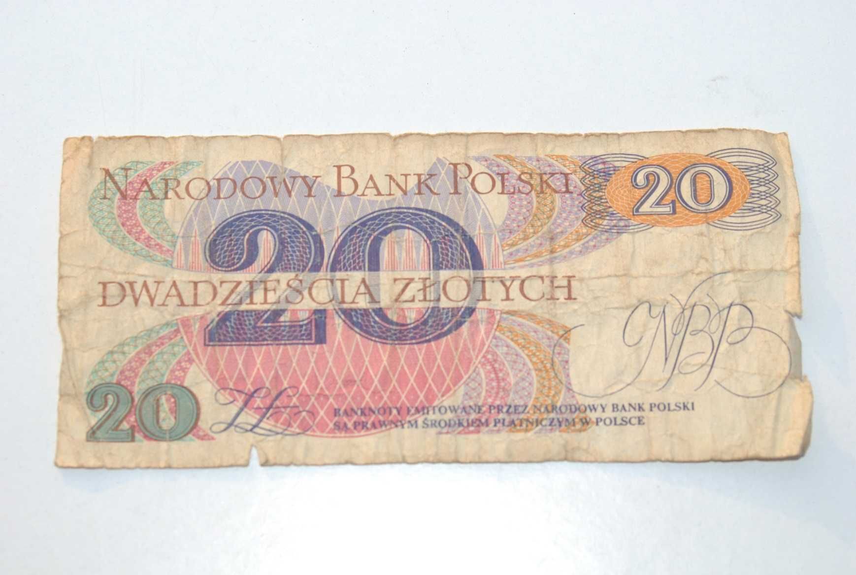 Stary banknot 20 złotych Traugutt 1982 antyk